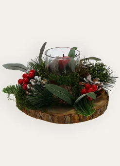 Bouchara Décoration De Noël^BOUGEOIR DE NOËL ROND AVEC BAIES ET POMMES DE PIN