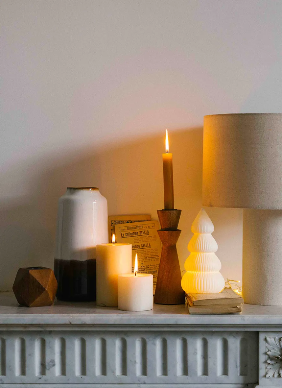 Bouchara Bougeoir, Lanterne|Décoration De Noël^BOUGEOIR EN BOIS DE MANGUIER POUR BOUGIE FLAMBEAU