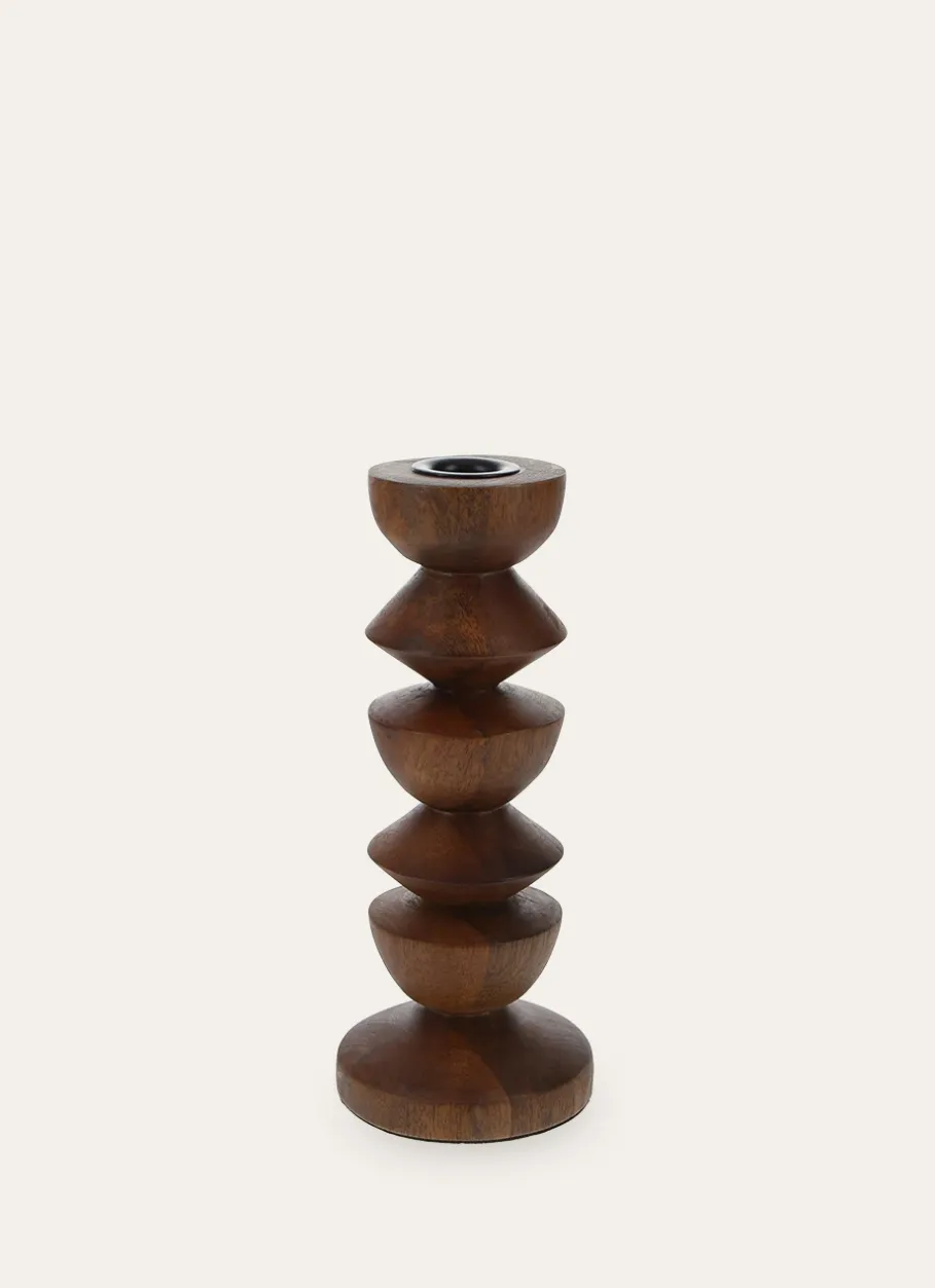 Bouchara Bougeoir, Lanterne|Décoration De Noël^BOUGEOIR TOTEM EN BOIS POUR BOUGIE FLAMBEAU