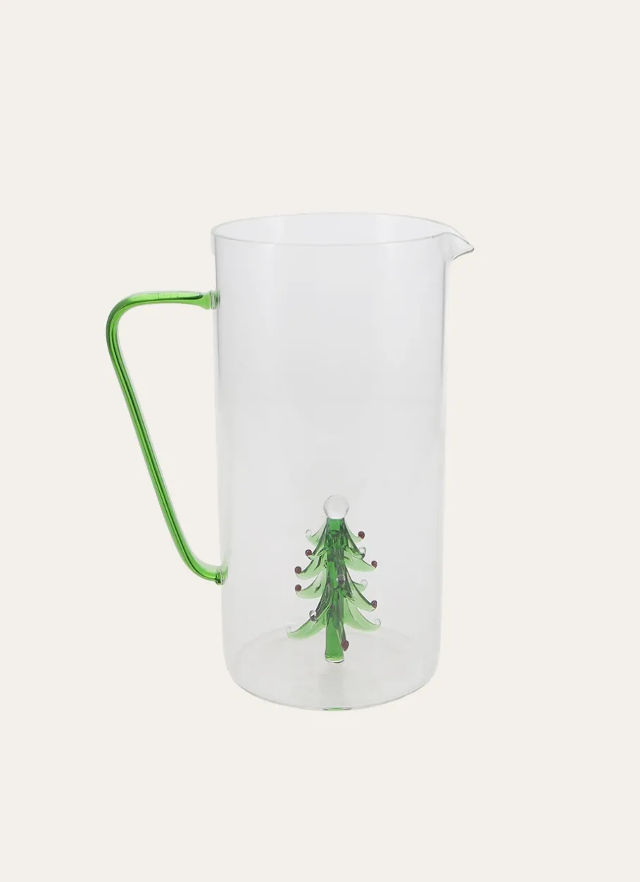 Bouchara Verre, Théière, Carafe^CARAFE DE NOËL AVEC UNE DÉCORATION SAPIN