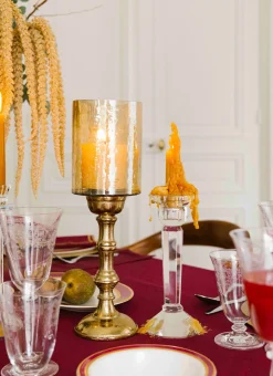 Bouchara Bougeoir, Lanterne^CHANDELIER EN VERRE EFFET CRISTAL