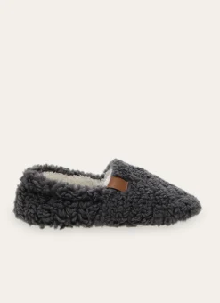 Bouchara Homewear, Accessoire^CHAUSSONS UNIS EN SHERPA AVEC DÉTAIL SIMILI CUIR