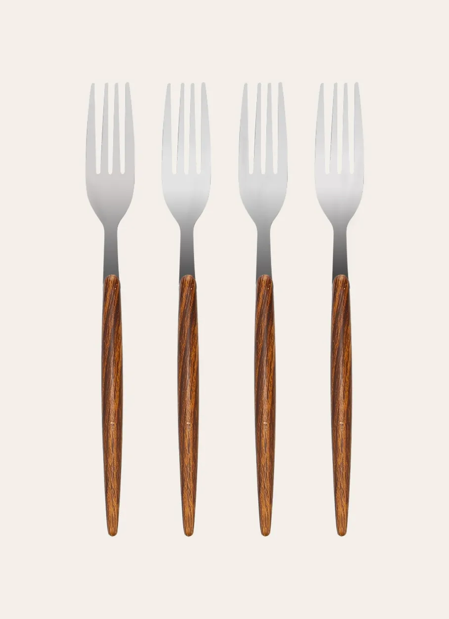 Bouchara Couverts^COFFRET DE 4 FOURCHETTES ARGENTÉ & BOIS