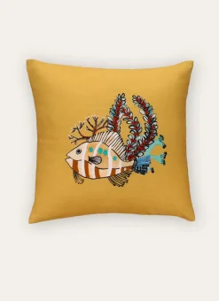 Bouchara Coussin, Coussin De Sol^COUSSIN IMPRIMÉ ET BRODÉ MOTIF POISSON