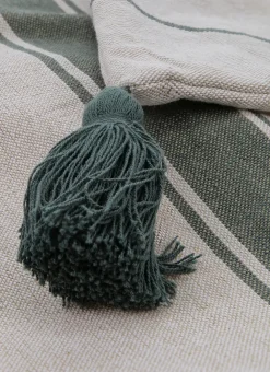 Bouchara Coussin, Coussin De Sol^COUSSIN TEXTURÉ À RAYURES AVEC POMPONS