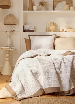 Bouchara Jete De Lit, Edredon|Chambre De Noël^COUVRE-LIT PIQUÉ DE COTON FINITION SATIN DE COTON