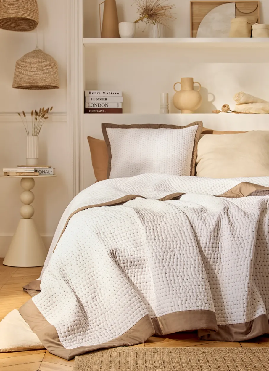 Bouchara Jete De Lit, Edredon|Chambre De Noël^COUVRE-LIT PIQUÉ DE COTON FINITION SATIN DE COTON