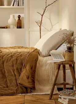 Bouchara Jete De Lit, Edredon|Chambre De Noël^ÉDREDON EN VELOURS GANSÉ D'UN BIAIS CONTRASTÉ