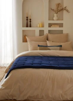 Bouchara Jete De Lit, Edredon^ÉDREDON EN VELOURS GANSÉ D'UN BIAIS CONTRASTÉ