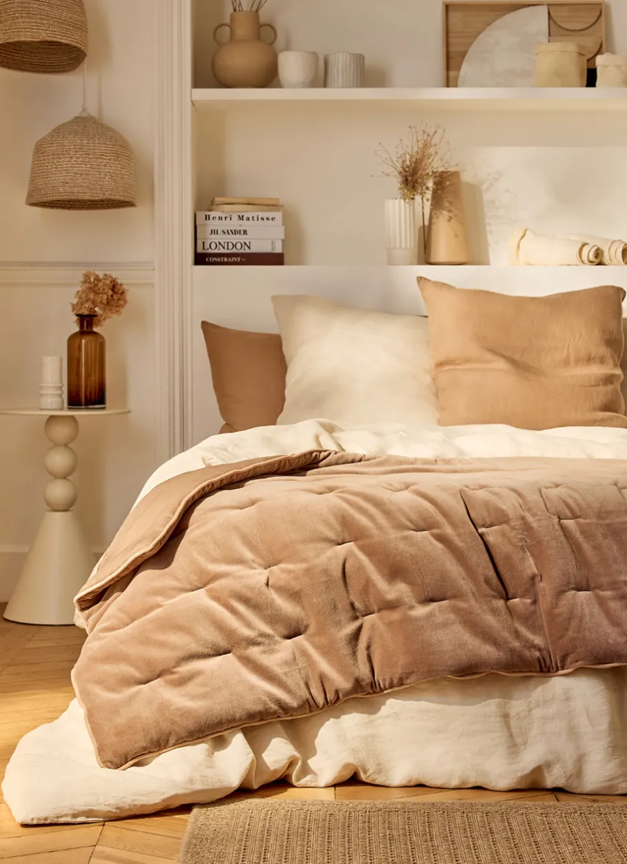 Bouchara Jete De Lit, Edredon|Chambre De Noël^ÉDREDON EN VELOURS GANSÉ D'UN BIAIS CONTRASTÉ