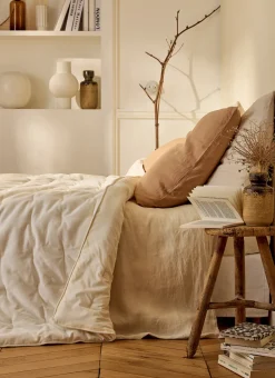 Bouchara Jete De Lit, Edredon^ÉDREDON EN VELOURS GANSÉ D'UN BIAIS CONTRASTÉ