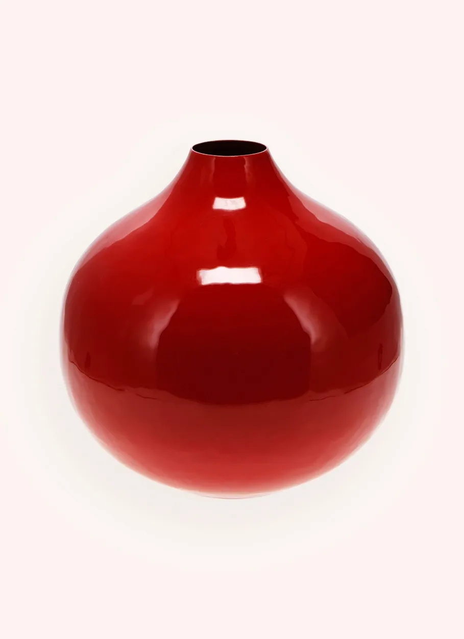 Bouchara Vase, Cache-Pot^GRAND VASE EN MÉTAL COLORÉ FINITION ÉMAILLÉE