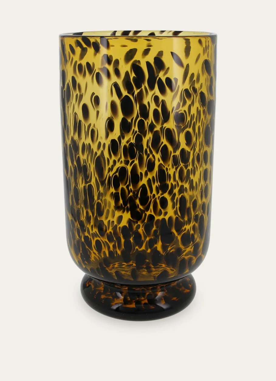 Bouchara Vase, Cache-Pot^GRAND VASE EN VERRE À MOTIF LÉOPARD