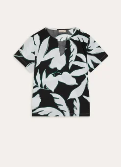 Bouchara Pyjama, Chemise De Nuit^HAUT MANCHES COURTES EN COTON IMPRIMÉ FEUILLAGES