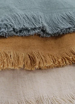 Bouchara Coussin, Coussin De Sol^HOUSSE DE COUSSIN À FRANGES COTON ET LIN