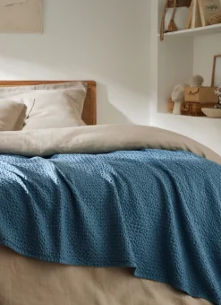 Bouchara Jete De Lit, Edredon^JETÉ DE LIT EN COTON LAVÉ NID D'ABEILLE