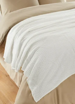 Bouchara Jete De Lit, Edredon^JETÉ DE LIT EN COTON LAVÉ NID D'ABEILLE