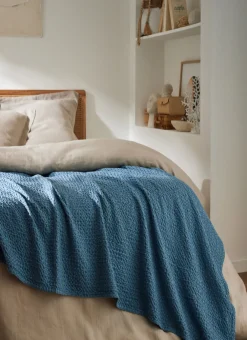 Bouchara Jete De Lit, Edredon^JETÉ DE LIT EN COTON LAVÉ NID D'ABEILLE