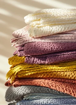 Bouchara Jete De Lit, Edredon^JETÉ DE LIT EN COTON LAVÉ NID D'ABEILLE