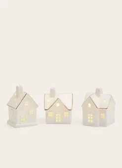 Bouchara Décoration De Noël^LOT DE 3 MAISONS LUMINEUSES EN PORCELAINE