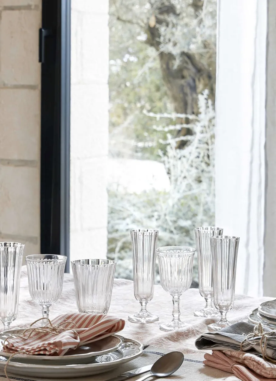 Bouchara Verre, Théière, Carafe^LOT DE 6 PETITS VERRES À VIN SUR PIED