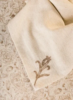 Bouchara Serviette De Table|Table De Noël^LOT DE 2 SERVIETTES EN COTON-LIN IMPRIMÉ FLORAL