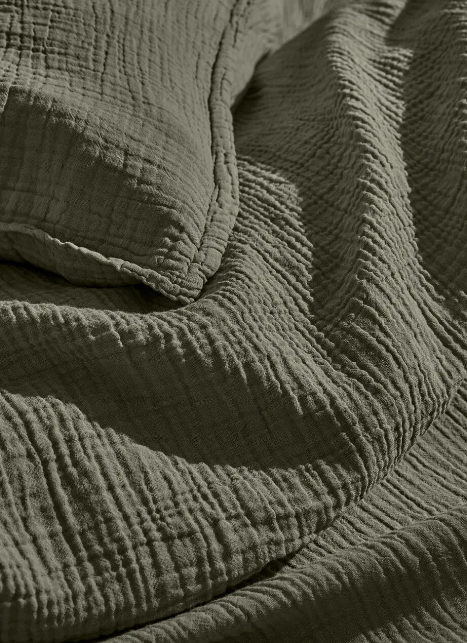 Bouchara Taie Unie^LOT DE 2 TAIES D'OREILLER DOUBLE GAZE DE COTON