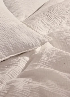 Bouchara Taie Unie^LOT DE 2 TAIES D'OREILLER DOUBLE GAZE DE COTON