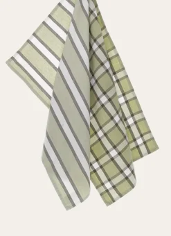 Bouchara Torchon, Essuie-Mains^LOT DE 2 TORCHONS A CARREAUX & RAYURES