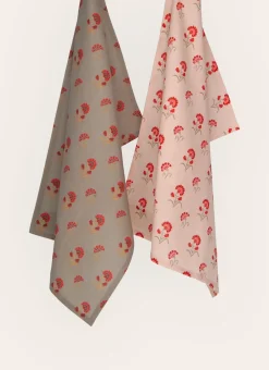 Bouchara Torchon, Essuie-Mains^LOT DE 2 TORCHONS EN COTON IMPRIMÉS MOTIF FLEURS