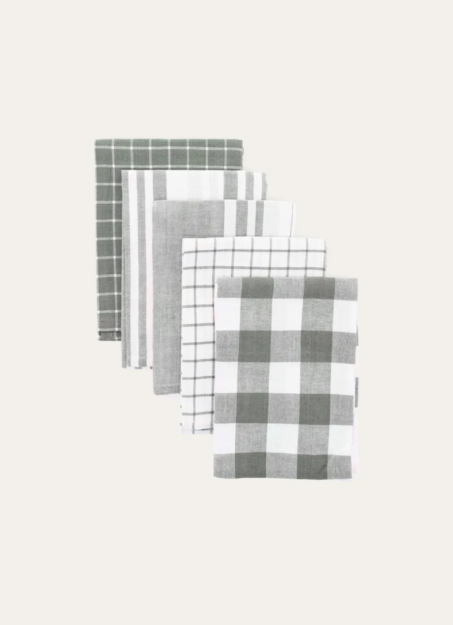 Bouchara Torchon, Essuie-Mains^LOT DE 5 TORCHONS EN COTON