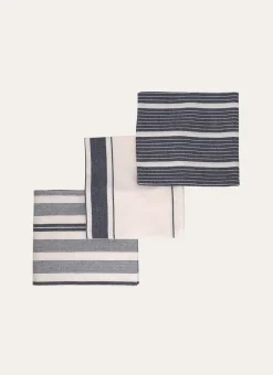 Bouchara Torchon, Essuie-Mains^LOT DE 3 TORCHONS EN COTON À RAYURES