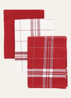 Bouchara Torchon, Essuie-Mains^LOT DE 3 TORCHONS EN COTON