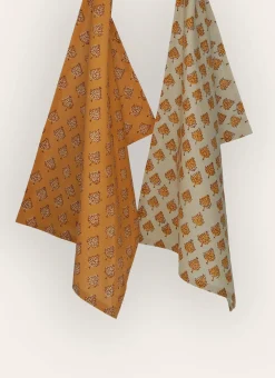 Bouchara Torchon, Essuie-Mains^LOT DE 2 TORCHONS EN COTON IMPRIMÉ MOTIF VÉGÉTAL