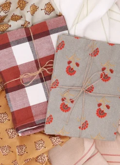 Bouchara Torchon, Essuie-Mains^LOT DE 2 TORCHONS EN COTON IMPRIMÉ MOTIF VÉGÉTAL