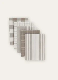 Bouchara Torchon, Essuie-Mains^LOT DE 5 TORCHONS EN COTON