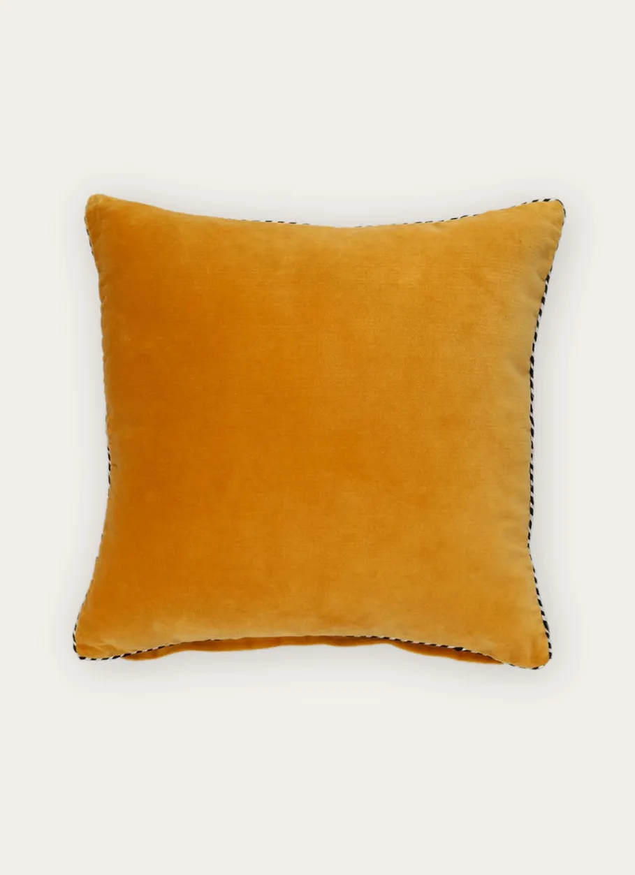 Bouchara Coussin, Coussin De Sol^MOYEN COUSSIN EN VELOURS AVEC PASSEPOIL RAYÉ