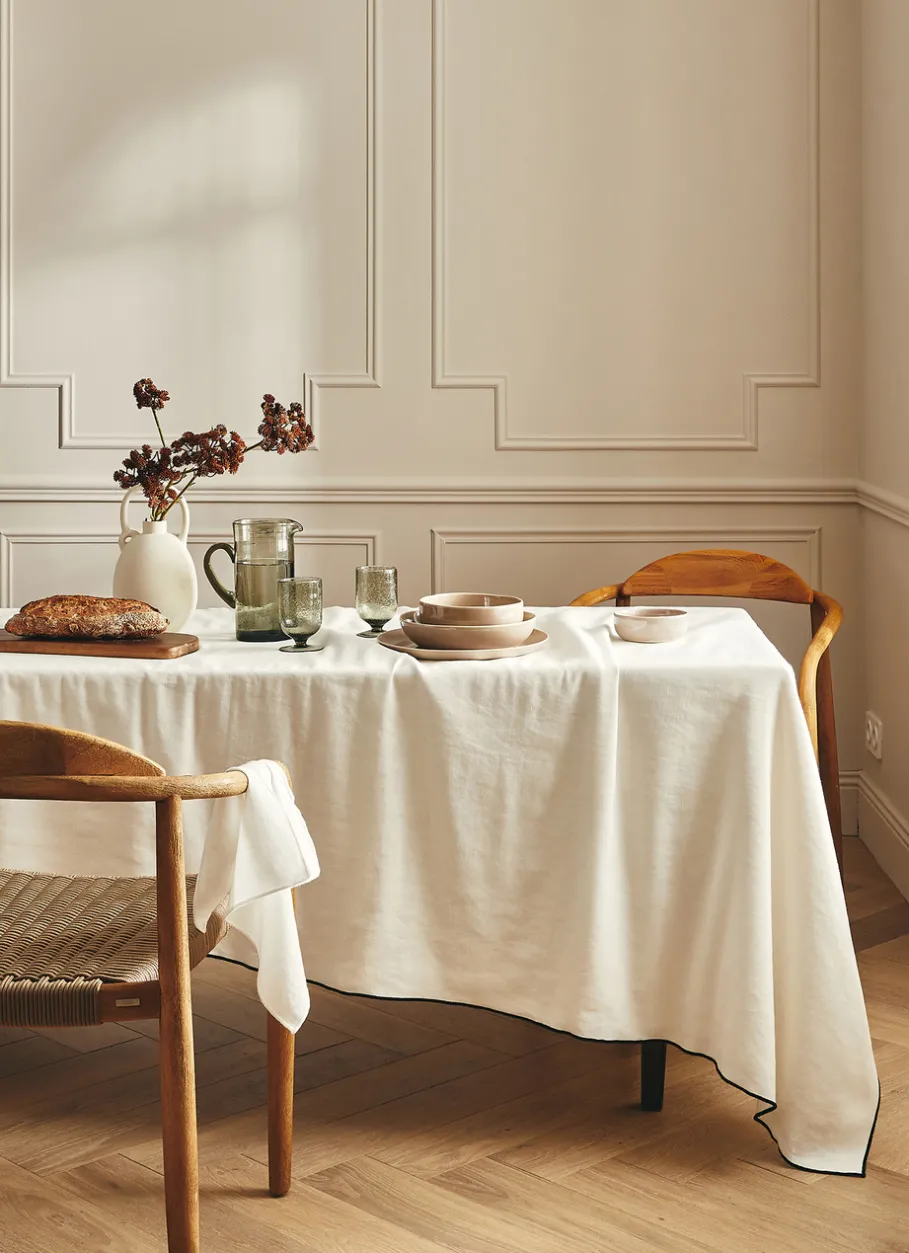 Bouchara Nappe^NAPPE COTON LIN FINITION BOURDON MOYEN FORMAT