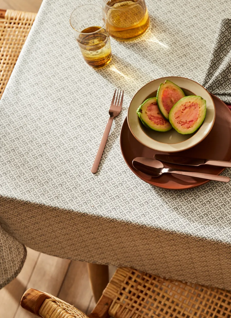 Bouchara Nappes Enduites & Anti-Taches|Nappe^NAPPE RONDE EN COTON ENDUIT IMPRIMÉ PETITES FLEURS