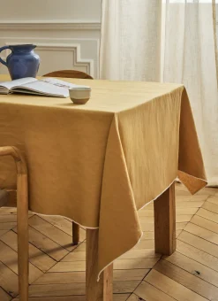 Bouchara Nappe^NAPPE UNIE À BOURDON CONTRASTÉ EN COTON ET LIN