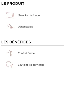 Bouchara Oreiller, Traversin^OREILLER RECTANGULAIRE À MÉMOIRE DE FORME - DODO