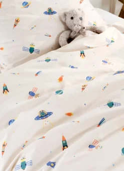 Enfant Bouchara Linge De Lit^PARURE DE LIT ENFANT EN PERCALE MOTIF SPATIAL
