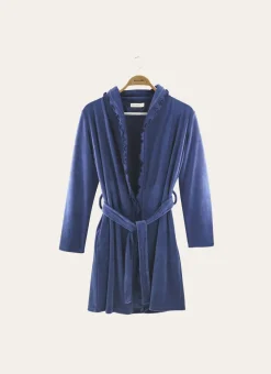 Bouchara Peignoir^PEIGNOIR COURT EN VELOURS AVEC COL À VOLANTS
