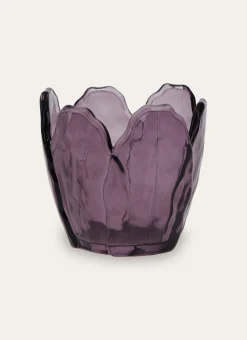 Bouchara Bougeoir, Lanterne^PHOTOPHORE EN VERRE COLORÉ FORME PÉTALES DE FLEUR