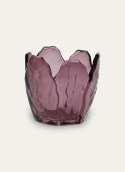 Bouchara Bougeoir, Lanterne^PHOTOPHORE EN VERRE COLORÉ FORME PÉTALES DE FLEUR