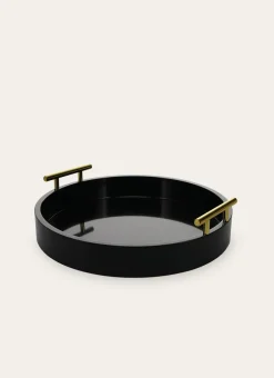 Bouchara Plat, Plateau^PLATEAU EN BOIS LAQUÉ AVEC POIGNÉE DORÉE