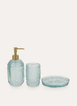 Bouchara Accessoire^PORTE-SAVON EN VERRE COLORÉ GRAVURES DE FLEURS