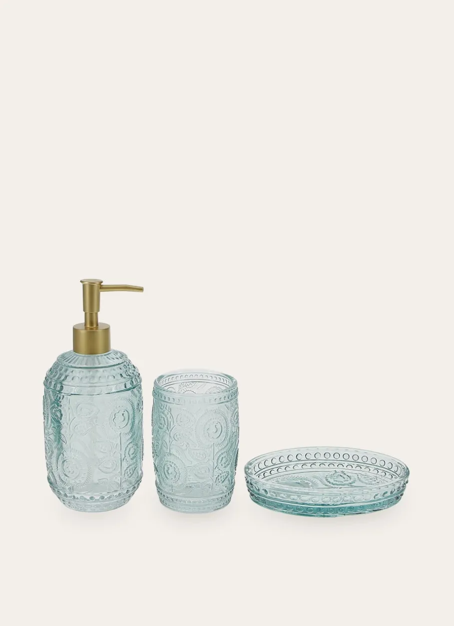 Bouchara Accessoire^PORTE-SAVON EN VERRE COLORÉ GRAVURES DE FLEURS