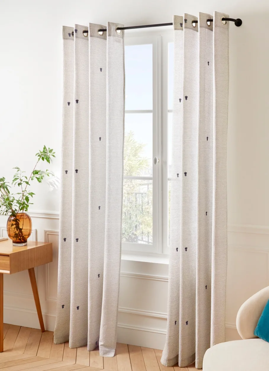 Bouchara Rideau^RIDEAU À RAYURES ET BRODERIES FLORALES JAHAZI