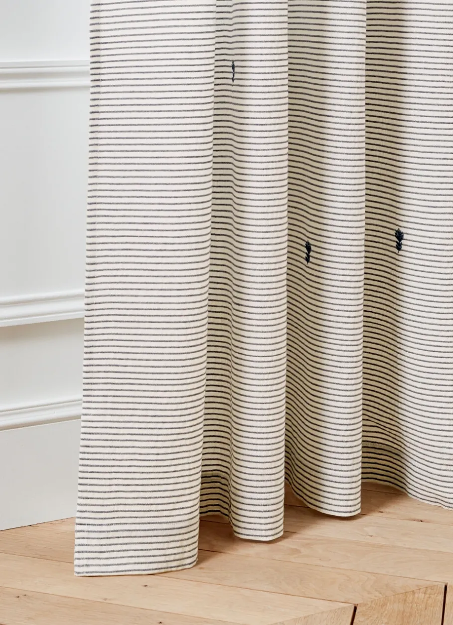 Bouchara Rideau^RIDEAU À RAYURES ET BRODERIES FLORALES JAHAZI